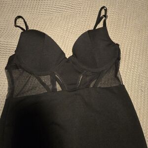 Mind Code Black Mesh Detail Chemise